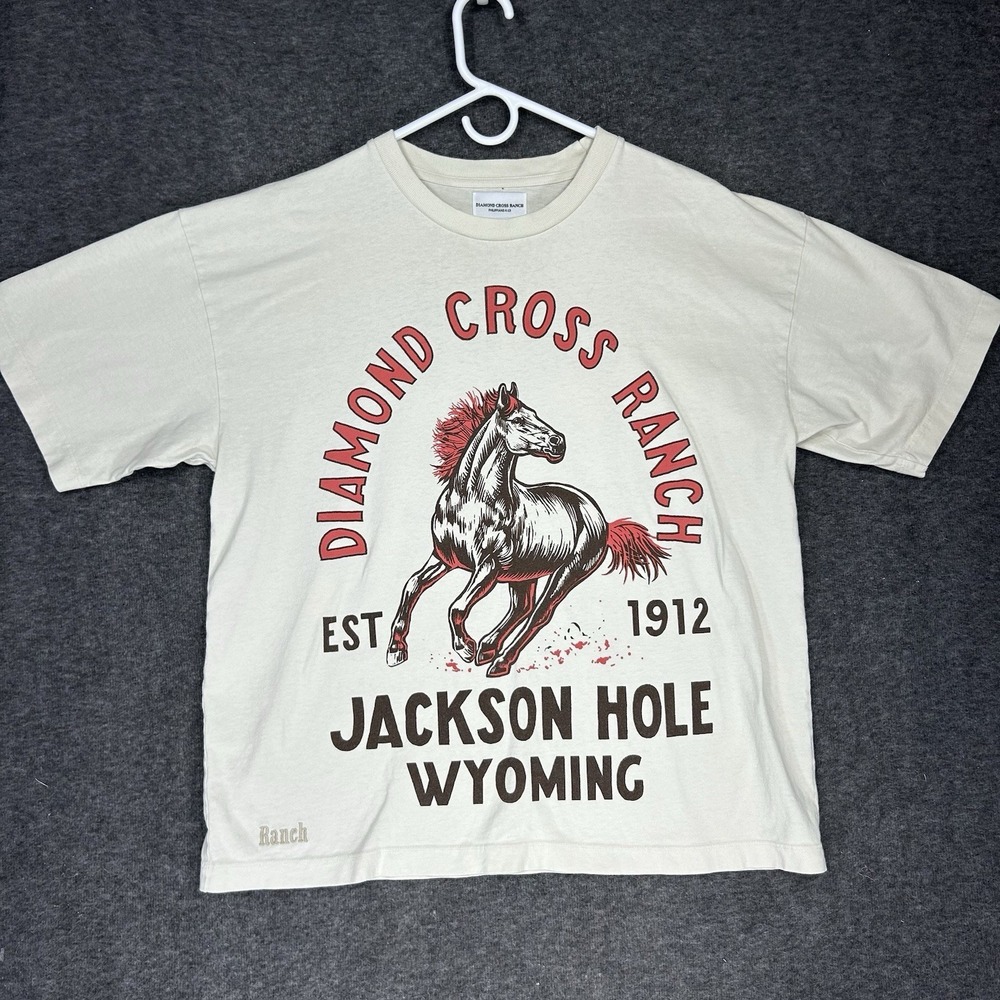 Diamond Cross Ranch Horse Cowboy T-Shirt Adult L Rodeo Jackson Hole Wyoming USA